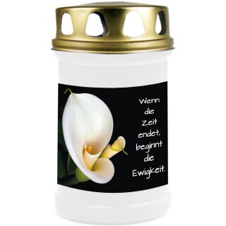 Grabkerze mit Blumen Motiv 48h Calla