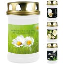 Grabkerze Weiß 48h (Deckel Gold) - Calla