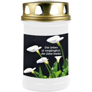 Grabkerze mit Blumen Motiv 48h Calla 2