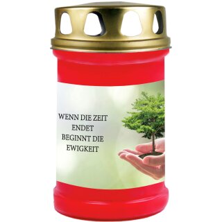 Grabkerze Rot 48h (Deckel Gold) - Baum