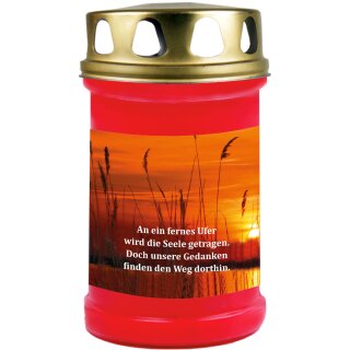Grabkerze Rot 48h (Deckel Gold) - Ufer