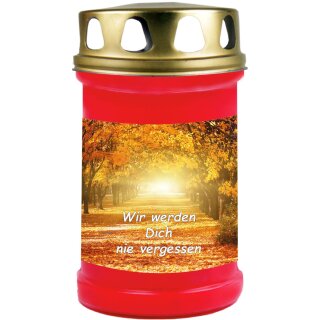 Grabkerze Rot 48h (Deckel Gold) - Allee