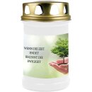 Grabkerze Weiß 48h (Deckel Gold) - Baum