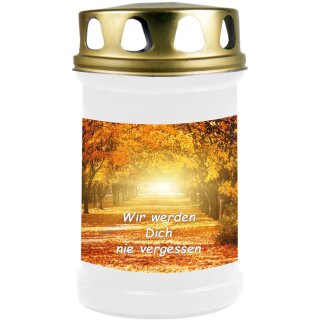 Grabkerze Weiß 48h (Deckel Gold) - Allee