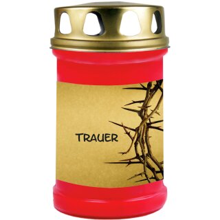 Grabkerze Rot 48h (Deckel Gold) - Trauer