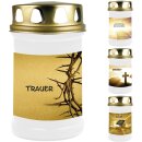 Grabkerze Weiß 48h (Deckel Gold) - Trauer