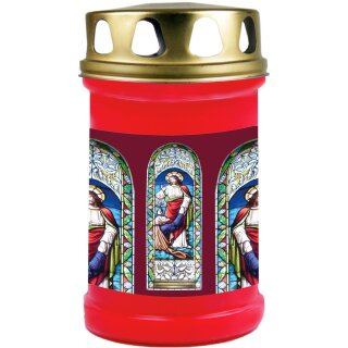 Grabkerze Rot 48h (Deckel Gold) - Fenster Rot