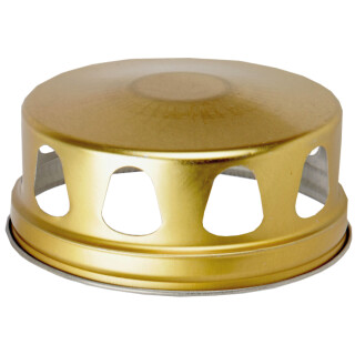 Grabkerze Rot 48h (Deckel Gold) - Fenster Blau