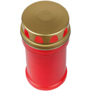 Grabkerze Rot 48h (Deckel Gold) - Fenster Blau
