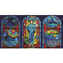 Grabkerze Rot 48h (Deckel Gold) - Fenster Blau
