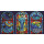 Grabkerze Rot 48h (Deckel Gold) - Fenster Blau