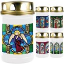 Grabkerze mit Kirchenfenster Motiv 48h Jesus