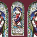 Grabkerze mit Kirchenfenster Motiv 48h Jesus