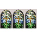 Grabkerze mit Kirchenfenster Motiv 48h Kreuz