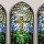 Grabkerze mit Kirchenfenster Motiv 48h Kreuz