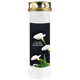 Grabkerze Weiß 100h (Deckel Gold) - Calla 2
