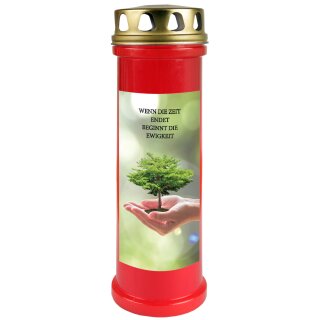 Grabkerze Rot 100h (Deckel Gold) - Baum