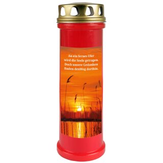 Grabkerze Rot 100h (Deckel Gold) - Ufer