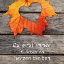 Grabkerze Rot 100h (Deckel Gold) - Laub Herz