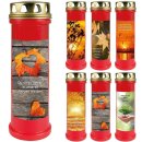 Grabkerze Rot 100h (Deckel Gold) - Sonnenuntergang