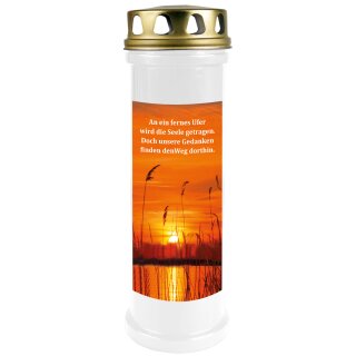 Grabkerze Weiß 100h (Deckel Gold) - Ufer