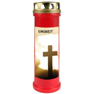 Grabkerze Rot 100h (Deckel Gold) - Ewigkeit