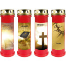 Grabkerze Rot 100h (Deckel Gold) - Ewigkeit