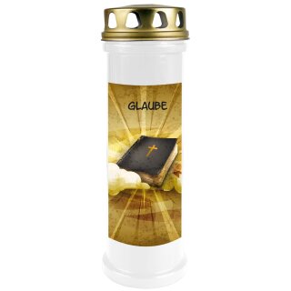 Grabkerze Weiß 100h (Deckel Gold) - Glaube