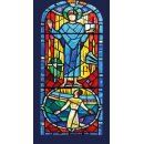 Grabkerze Rot 100h (Deckel Gold) - Fenster Blau