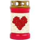 Grabkerze Rot 40h (Deckel Gold) - Rose Herz