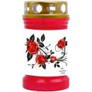 Grabkerze Rot 40h (Deckel Gold) - Rose Ranke