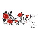 Grabkerze Rot 40h (Deckel Gold) - Rose Ranke