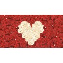 Grabkerze Weiß 40h (Deckel Gold) - Rose Herz