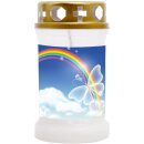 Grabkerze Weiß 40h (Deckel Gold) - Regenbogen 2
