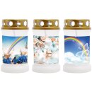 Grabkerze Weiß 40h (Deckel Gold) - Regenbogen 2