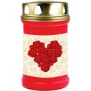 Grabkerze Rot 48h (Deckel Gold) - Rose Herz