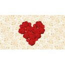 Grabkerze Rot 48h (Deckel Gold) - Rose Herz