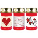 Grabkerze Rot 48h (Deckel Gold) - Rose Herz