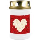 Grabkerze Weiß 48h (Deckel Gold) - Rose Herz