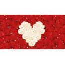 Grabkerze Weiß 48h (Deckel Gold) - Rose Herz