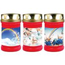 Grabkerze Rot 48h (Deckel Gold) - Regenbogen 2