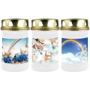 Grabkerze Weiß 48h (Deckel Gold) - Regenbogen