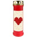 Grabkerze Rot 100h (Deckel Gold) - Rose Herz