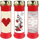 Grabkerze Rot 100h (Deckel Gold) - Rose Herz