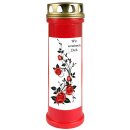 Grabkerze Rot 100h (Deckel Gold) - Rose Ranke