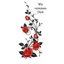 Grabkerze Rot 100h (Deckel Gold) - Rose Ranke