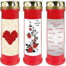 Grabkerze Rot 100h (Deckel Gold) - Rose Ranke