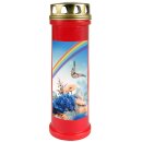 Grabkerze Rot 100h (Deckel Gold) - Regenbogen