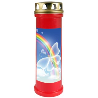 Grabkerze Rot 100h (Deckel Gold) - Regenbogen 2