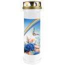 Grabkerze Weiß 100h (Deckel Gold) - Regenbogen